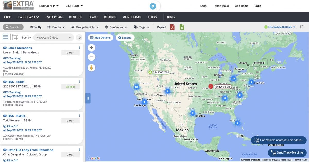 Fleet telematics map