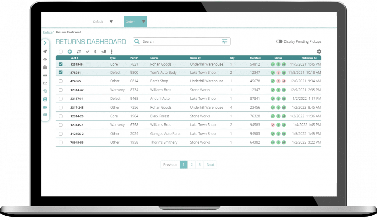 Returns Automation Returns Dashboard on laptop screen