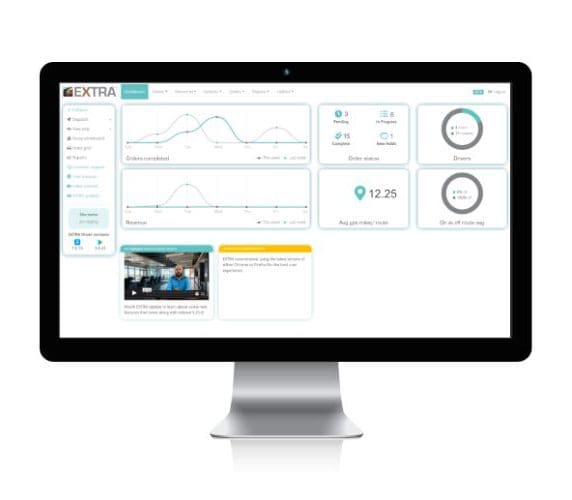 Outsourcing logistics dashboard on screen