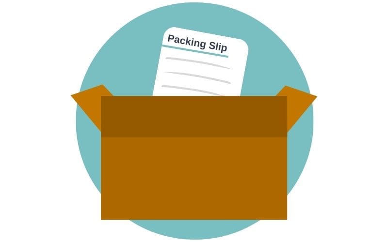 Graphic example of a packing slip in a box