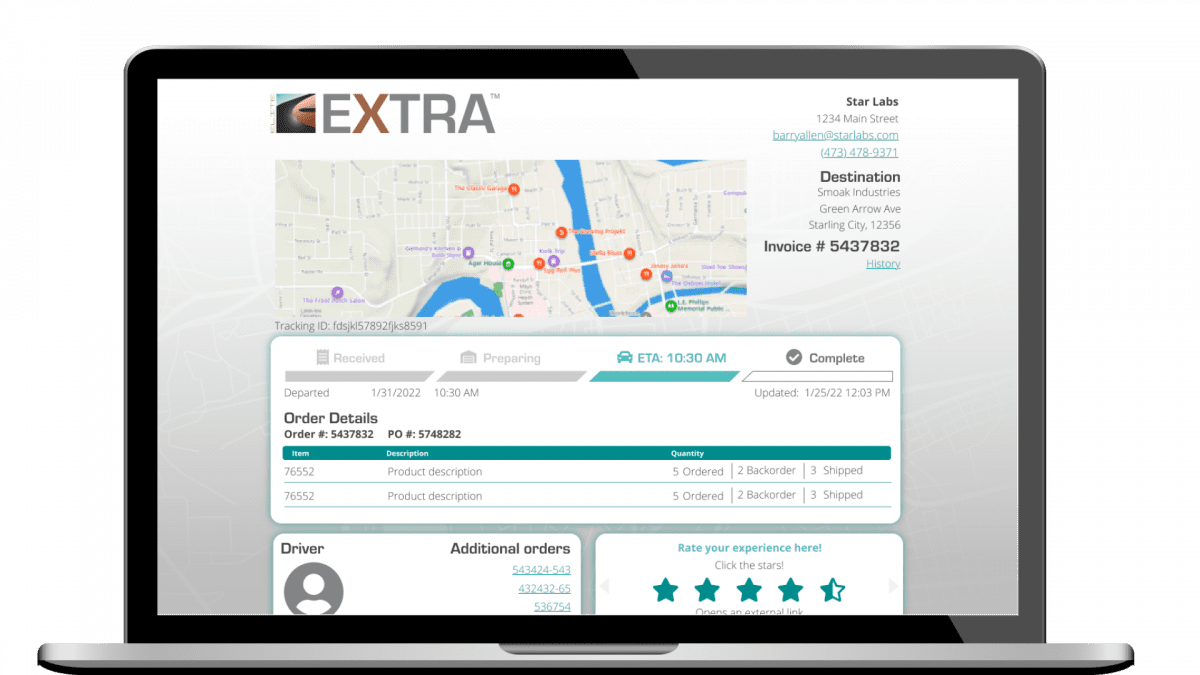 Routing & Dispatch route planner mockup screen on laptop