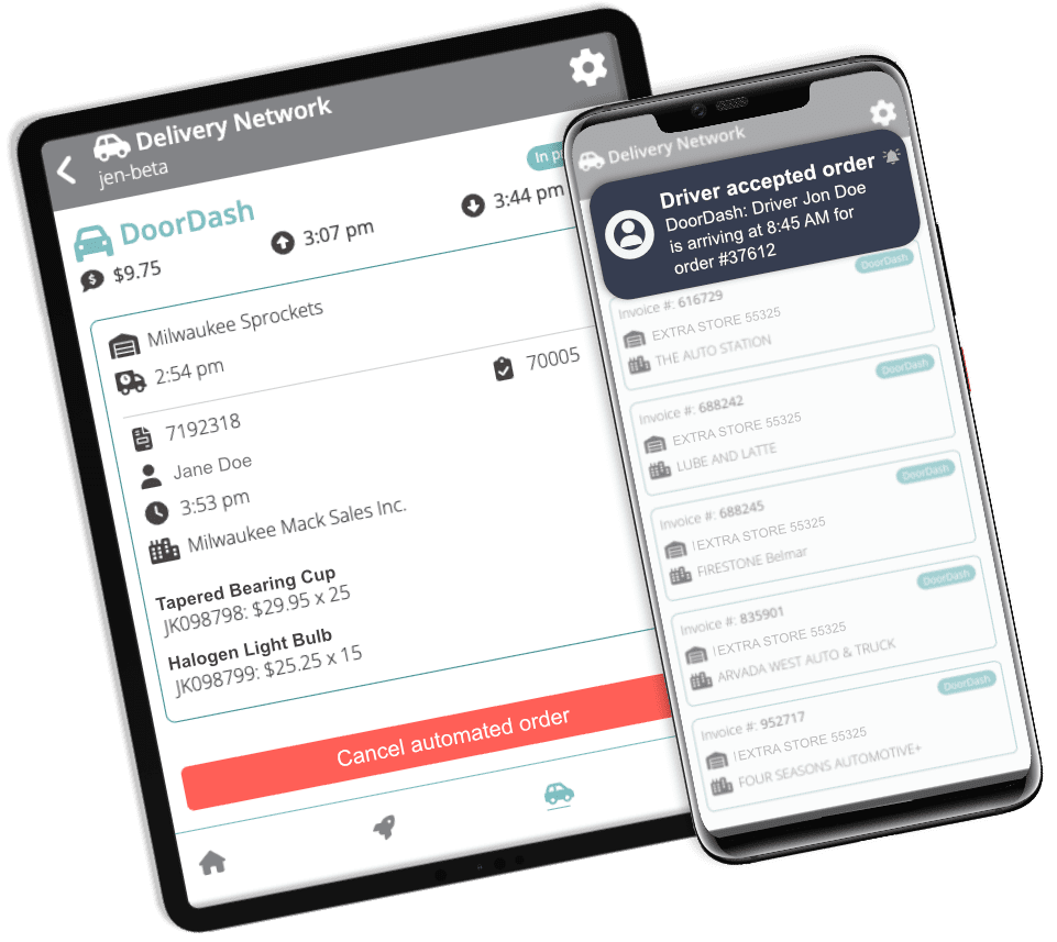 Third-party automated dispatch management app on mobile devices