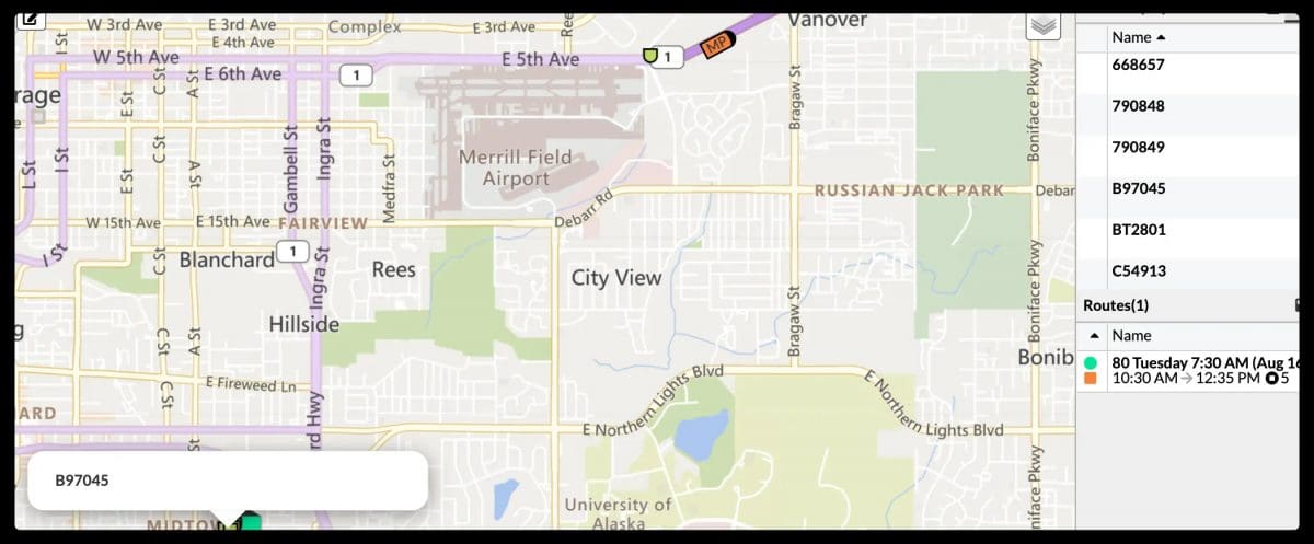 Driver vehicle tracking on a map screen powered by Azuga and Elite EXTRA