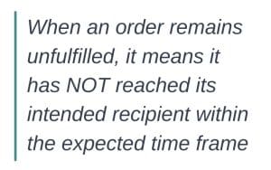 "When an order remains unfulfilled, it means it has NOT reached its intended recipient within the expected time frame."