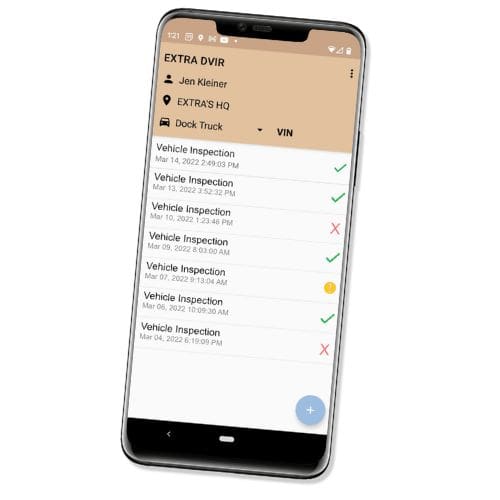 Checklist graphic on a DVIR mobile application