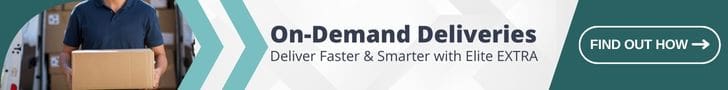 Banner advertisement for on-demand deliveries with Elite EXTRA