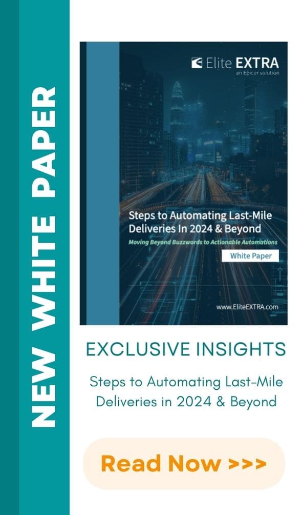 An advertisement for Elite EXTRA's last-mile delivery automation white paper